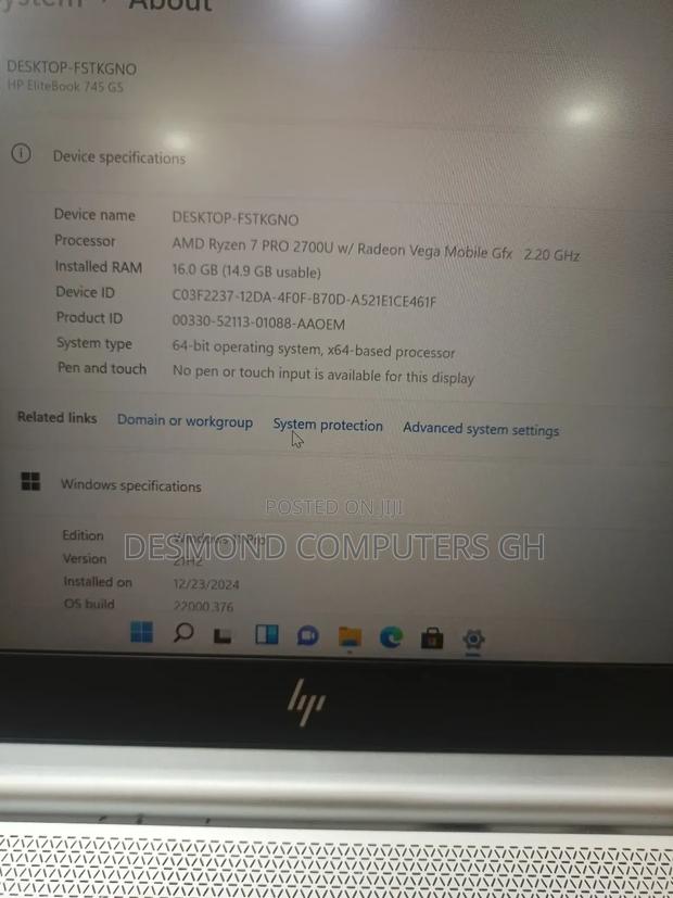 Laptop HP EliteBook 745 G5 16GB AMD Ryzen 7 SSD 256GB · Photo 4