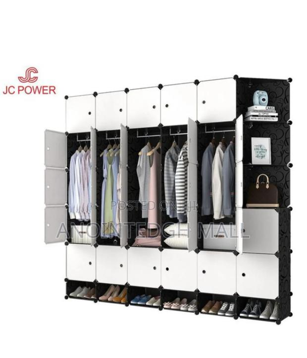 30 Cubes Plastic Wardrobe + Shoe Rack - Black