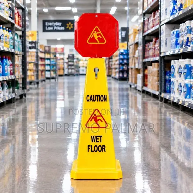 Yellow Corn Wet Floor Sign – With Red Slipping-Person Warning Caution · Photo 2