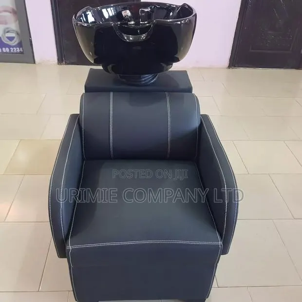 Solid Black All Leather Hair Washing Basin · Photo 1