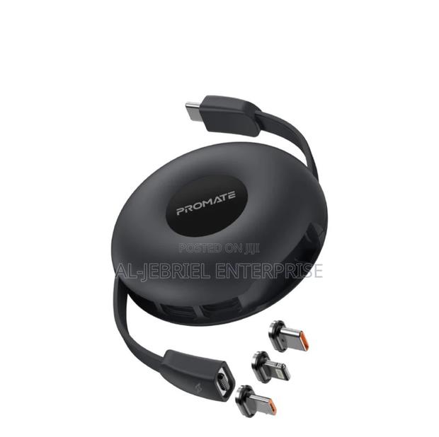 3-in-1 Promate Auto-Recoil USB-C Cable With Magnetic USB-C · Photo 1