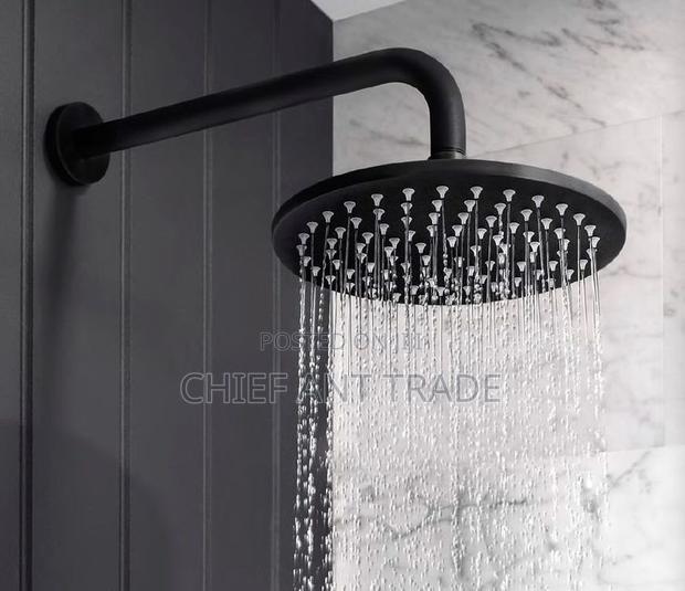Black Shower Arm / Shower Head. 9" · Photo 1