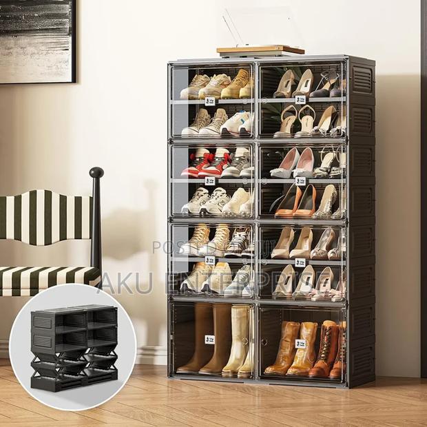 Foldable Shoe Organizer for Closet, Shoe Storage With Door · Photo 1