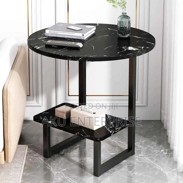 Wood Sofa Side Table Black Marble Texture Coffee Tables · Photo 1