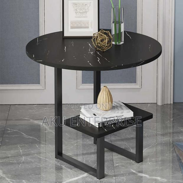 Wood Sofa Side Table Black Marble Texture Coffee Tables · Photo 2