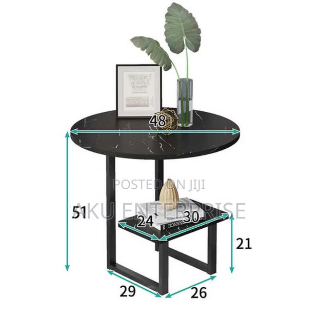 Wood Sofa Side Table Black Marble Texture Coffee Tables · Photo 3