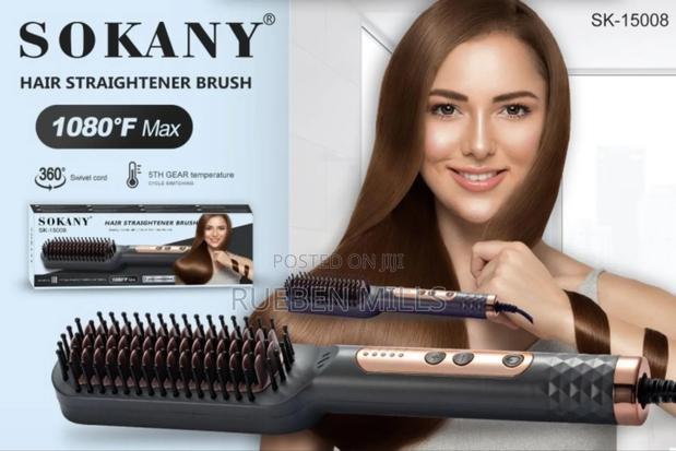 Professional Black Sokany SK-15008 Hair Straightener Brush · Photo 1