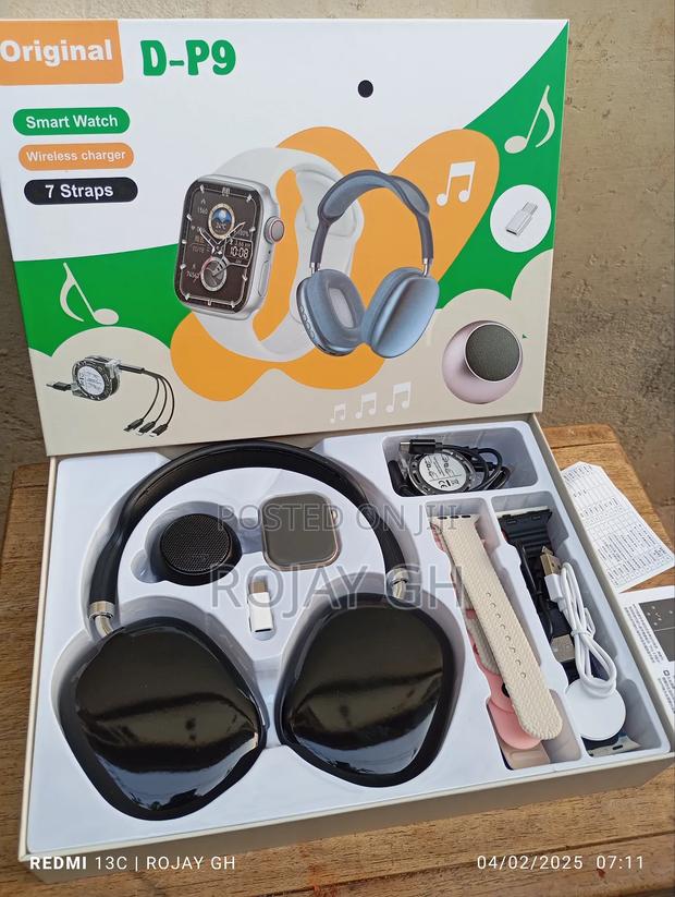 D-P9 Smart Watch With Headphone, Bt Speaker Combo - Black · Photo 1