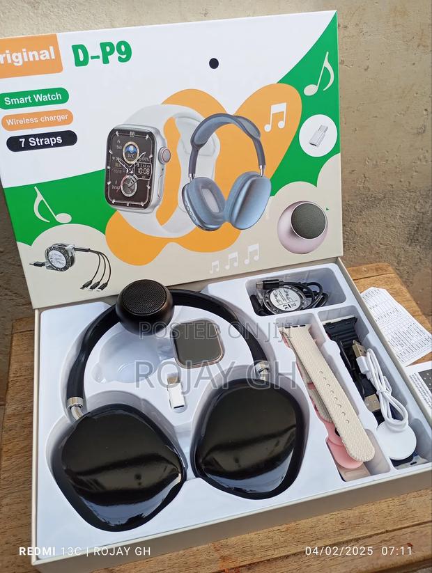 D-P9 Smart Watch With Headphone, Bt Speaker Combo - Black · Photo 2