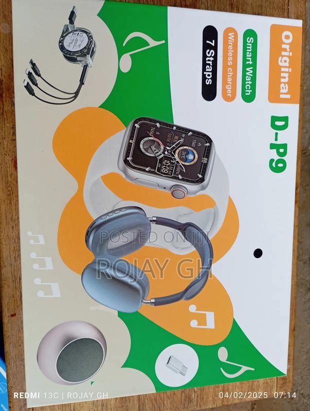 D-P9 Smart Watch With Headphone, Bt Speaker Combo - Black · Photo 8