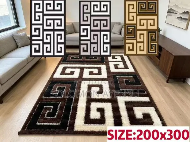 Modern Abstract Wavy Shag Area Rug With Polka Dots · Photo 1