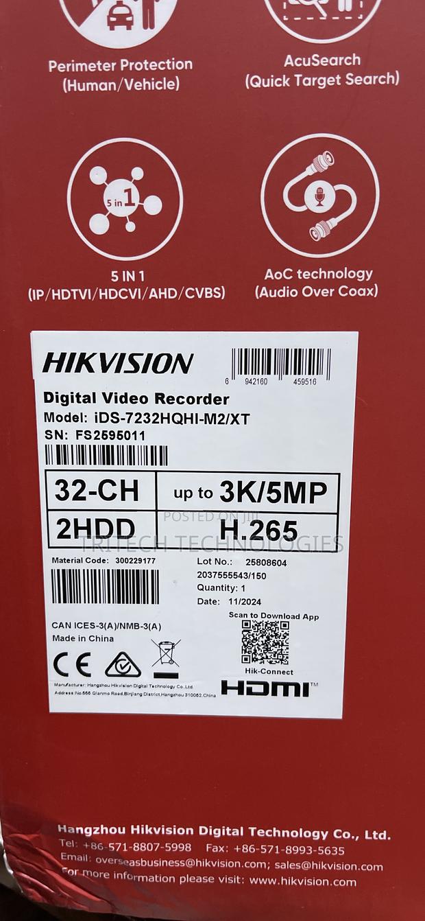 Hikvision 32ch Ids-7232hqhi-M2/Xt DVR /5mp Acusense Ai 2hhd · Photo 2