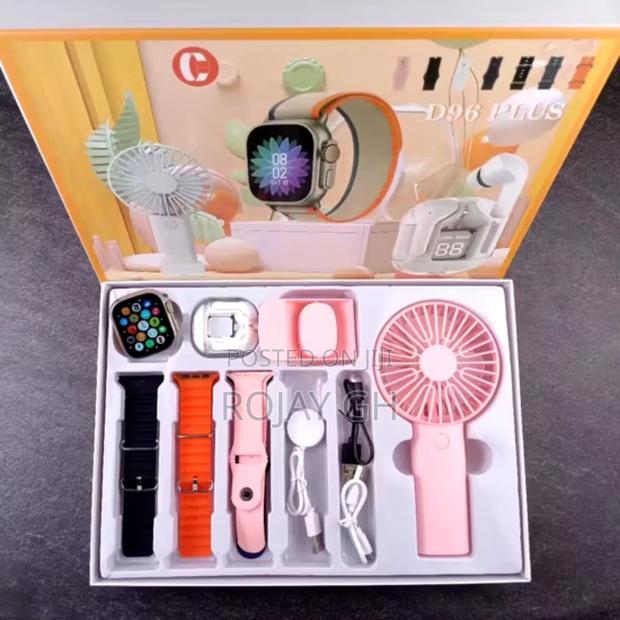 D96 Plus Smart Watch With Mini Fan, Airpod Combo Pack
- Pink · Photo 2