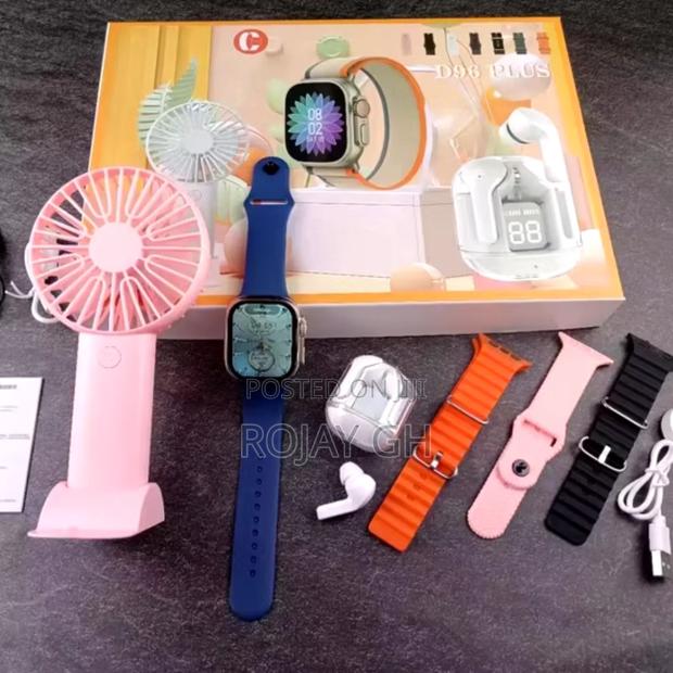 D96 Plus Smart Watch With Mini Fan, Airpod Combo Pack
- Pink · Photo 1