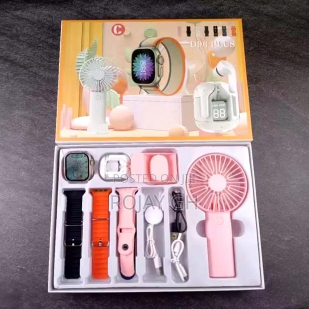 D96 Plus Smart Watch With Mini Fan, Airpod Combo Pack
- Pink · Photo 3