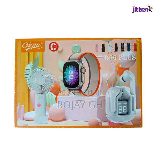 D96 Plus Smart Watch With Mini Fan, Airpod Combo Pack
- Pink · Photo 4