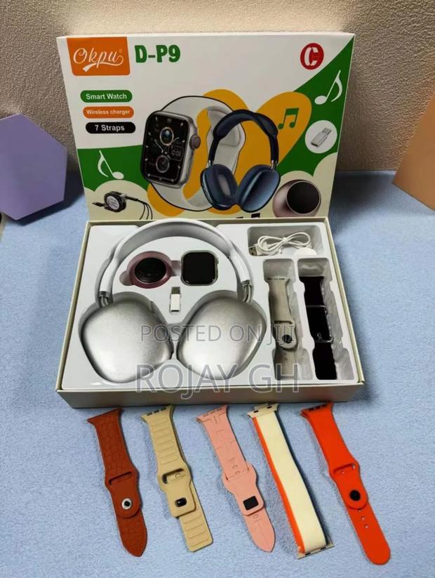 D P9 Smartwatch Combo With Mini Bt Speaker Airpod - Silver · Photo 2