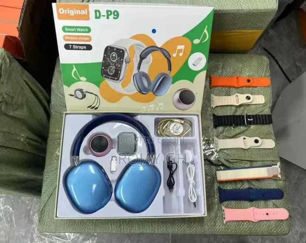 Ultra D-P9 Smart Watch Mini Fan, Airpod - Blue · Photo 1
