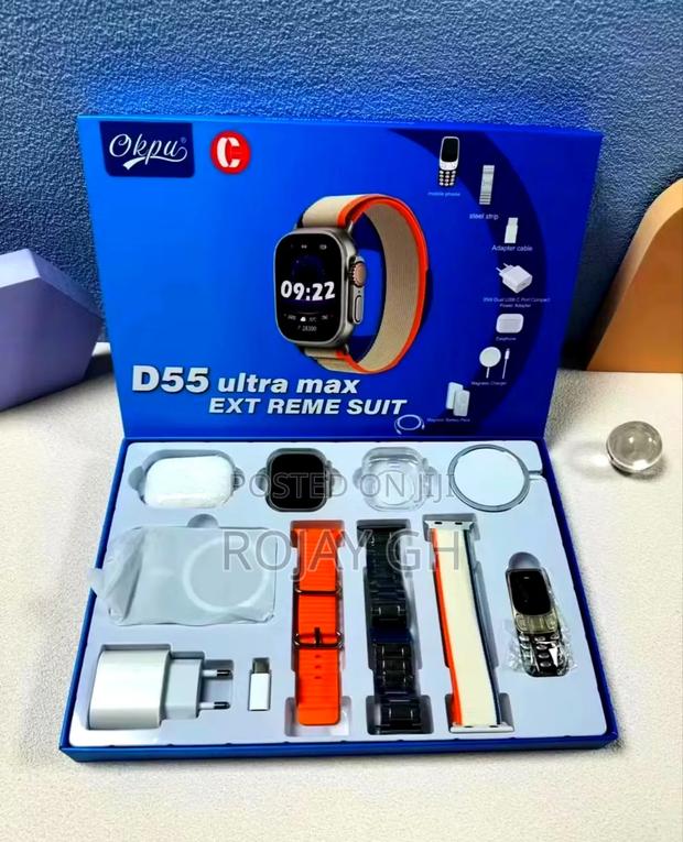 Ultra D55 Smartwatch + Mini Phone + Airpod + Magsafe- Orange · Photo 2