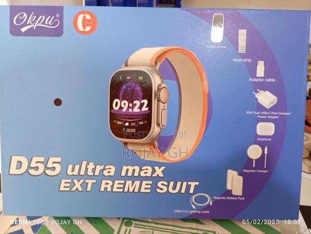 Ultra D55 Smartwatch + Mini Phone + Airpod + Magsafe- Orange · Photo 3