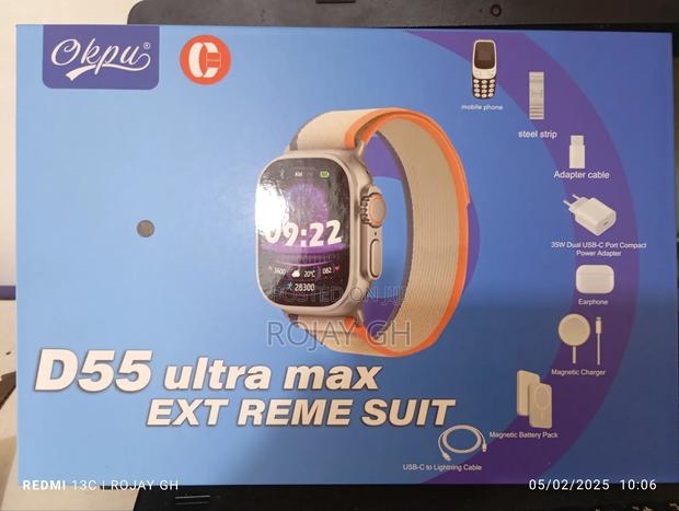 Ultra D55 Smartwatch + Mini Phone + Airpod + Magsafe- Orange · Photo 4