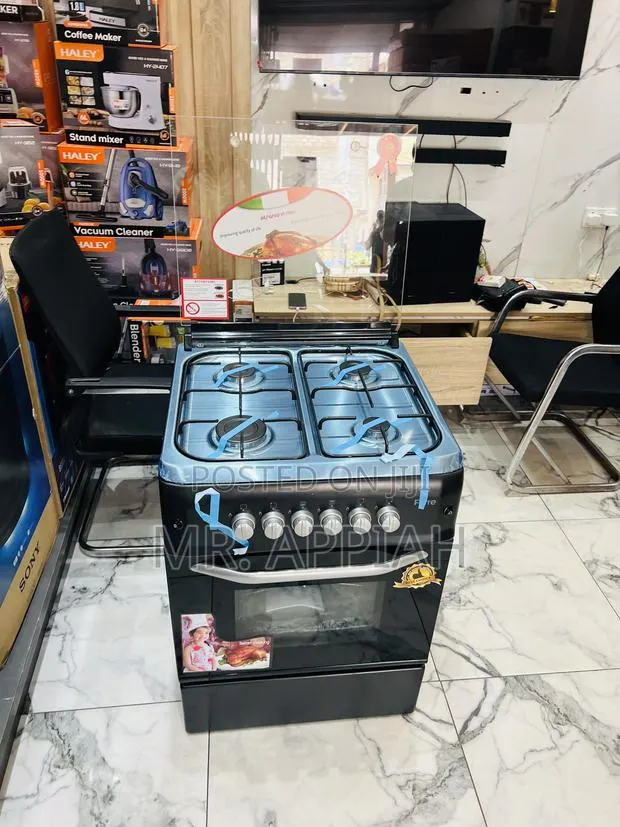 Premium Ferre 60x60cm Gas Oven 4 Burner With Grill(Black) · Photo 1
