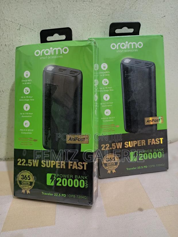 Oraimo Traveler 22.5 PD; 20000mah 22.5W Power Bank · Photo 1