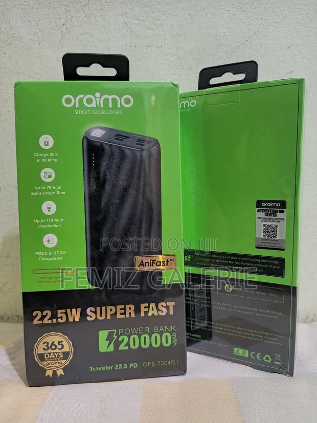 Oraimo Traveler 22.5 PD; 20000mah 22.5W Power Bank · Photo 2