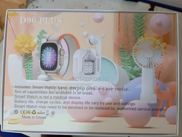D96 Plus Smartwatch With Airdrop Hand Fan Combo - White · Photo 7