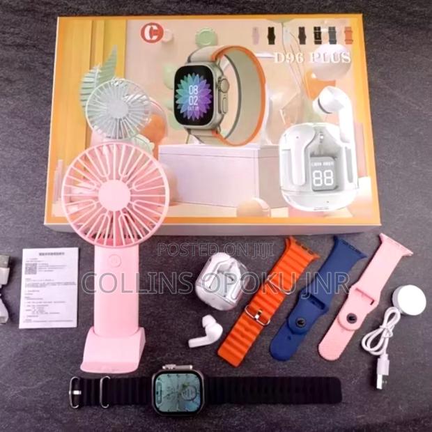 7-in-1 Ultra D96 Plus Smart Watch Earphone With 1 Fan-Pink · Photo 2