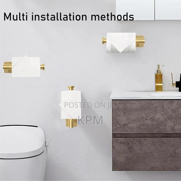 No Drill Adhesive Toilet Roll Holder Gold Color · Photo 6