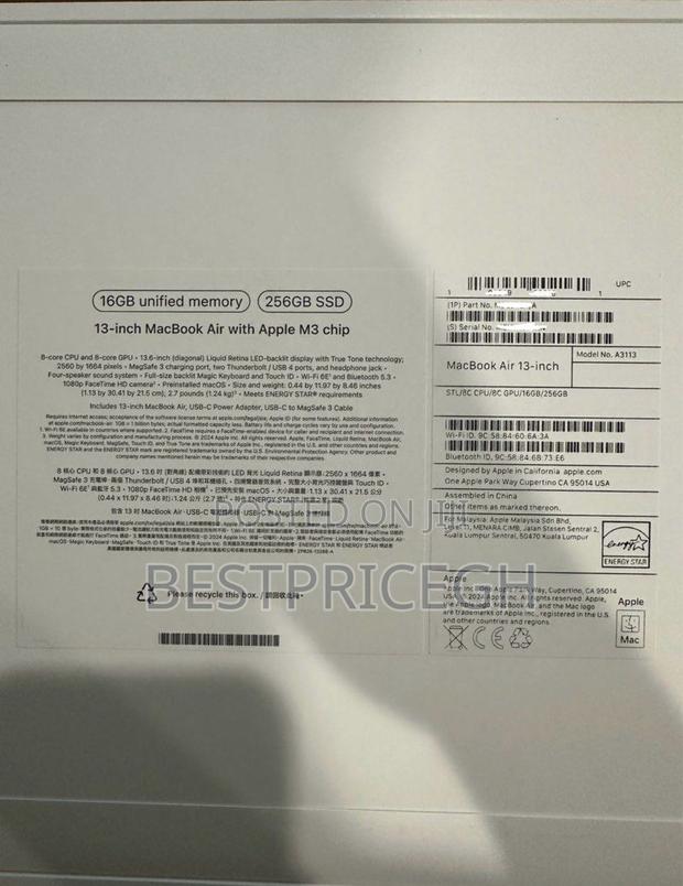 New Laptop Apple MacBook Air 2024 M3 13-Inch 16GB Apple M3 SSD 256GB · Photo 2