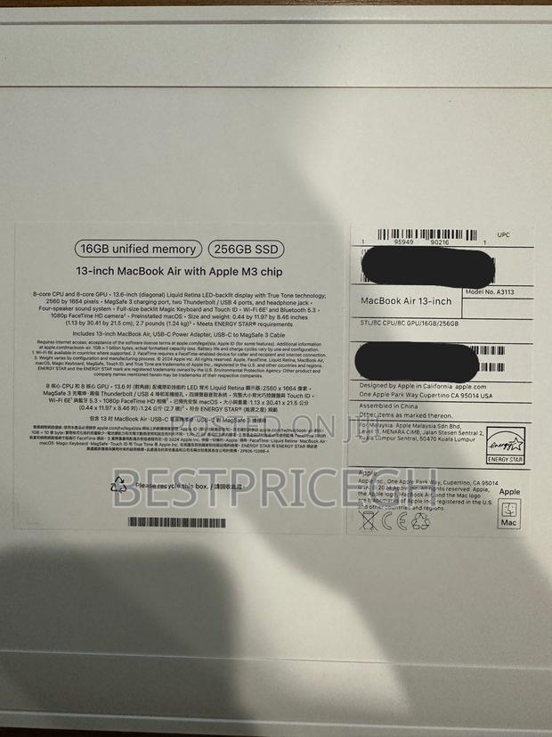 New Laptop Apple MacBook Air 2024 M3 13-Inch 16GB Apple M3 SSD 256GB · Photo 4