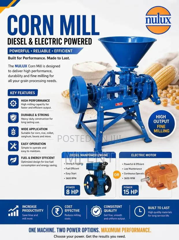 Corn Mill With Electric Motor Nulux · Photo 1