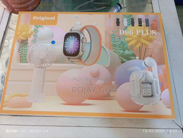 D96 Ultra Smart Watch, Earbud Rechargeable Fan - Blue · Photo 6