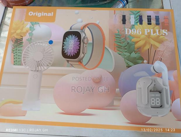 D96 Ultra Smart Watch, Earbud Rechargeable Fan - Blue · Photo 7