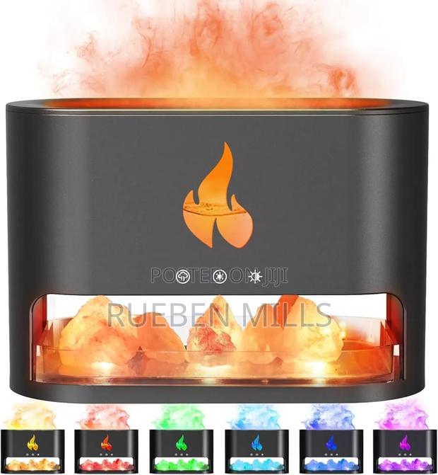 7 Colors Flame Light Natural Salt Rock Diffuser Humidifier · Photo 1