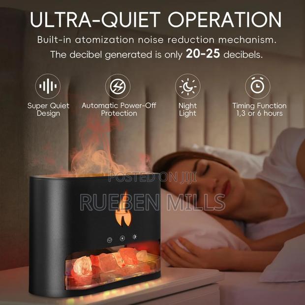 7 Colors Flame Light Natural Salt Rock Diffuser Humidifier · Photo 2