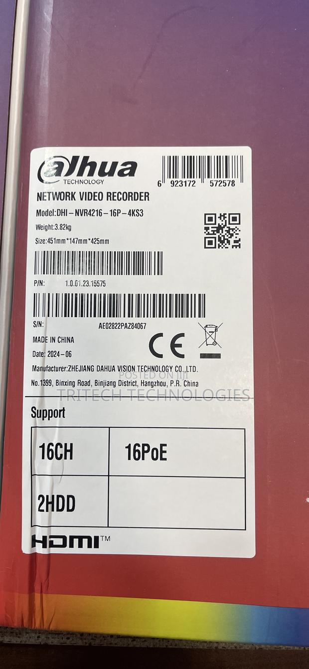 Dahua Nvr4216-16p-4ks3 16ch 16poe2hdd Network Video Recorder · Photo 1