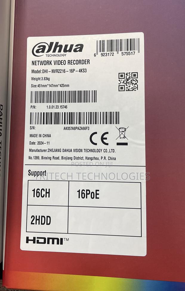 Dahua 16ch Poe NVR Wizsenseai 2hdd Slot Dhi-2216-16p-4ks3 · Photo 1