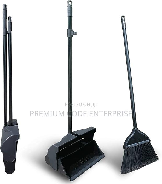 Long Handled Dustpan With Broom, Set - Black · Photo 1