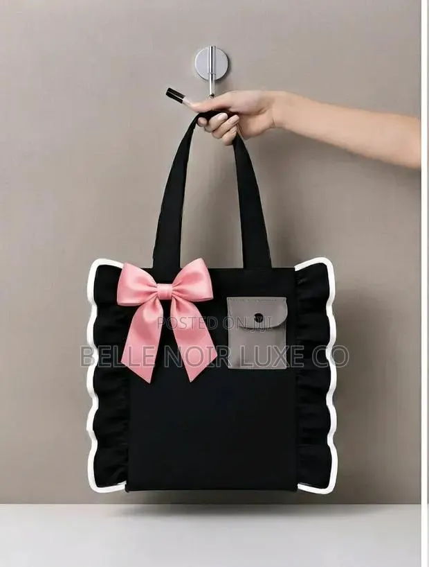 Ruffle Bow Tote Bag | Stylish Ladies Handbag | Belle Noir Luxe Co. · Photo 1