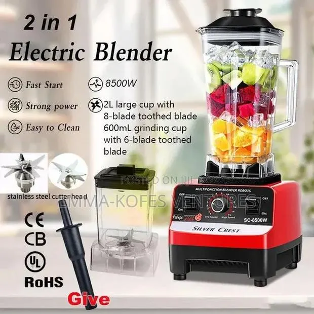 2l Industrial 8500w Food Crusher Blender With 2 Jar - Black/Red · Photo 1