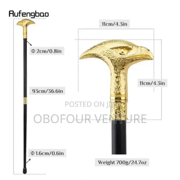 Golden Eagle Head Fashion Walking Stick Decorative, King · Photo 1