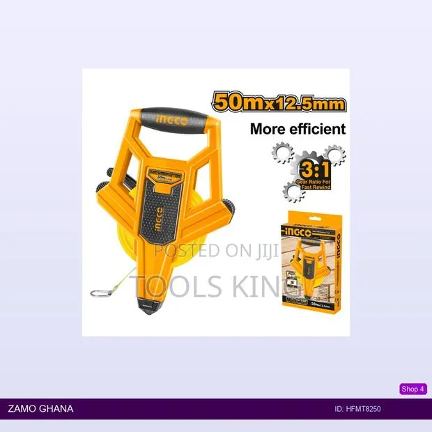 Fibreglass Measuring Tape 50mx12.5mm - Hfmt8250 · Photo 1