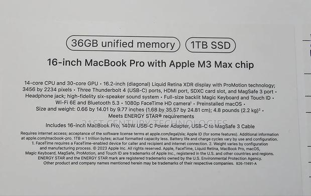 New Apple MacBook Pro 2023 M3 Max 16-inch 36GB Apple M3 Max SSD 1T · Photo 1