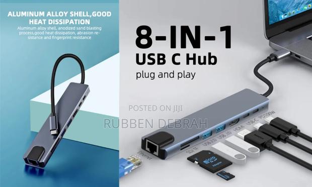 Type C Usb 8 in 1 3 1 to Hdmi Hub Adapter With Sd Tf Rj45 · Photo 2