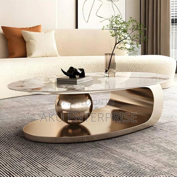 Marble Centre Table Coffee Table Gold and Black · Photo 1