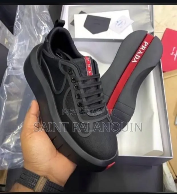 Prada of Black Mesh and Leather-Trimmed Low-Top Sneakers · Photo 1
