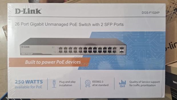 D-Link 24port Gigabit Unmanaged Poe Switch+2sfp DGS-F1024p · Photo 1